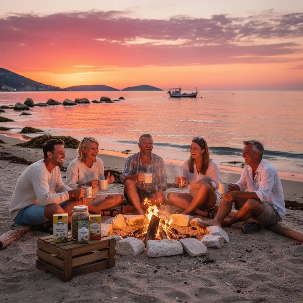 Ručna izrada čajeva s tradicionalnim hrvatskim biljem na drvenom stolu.