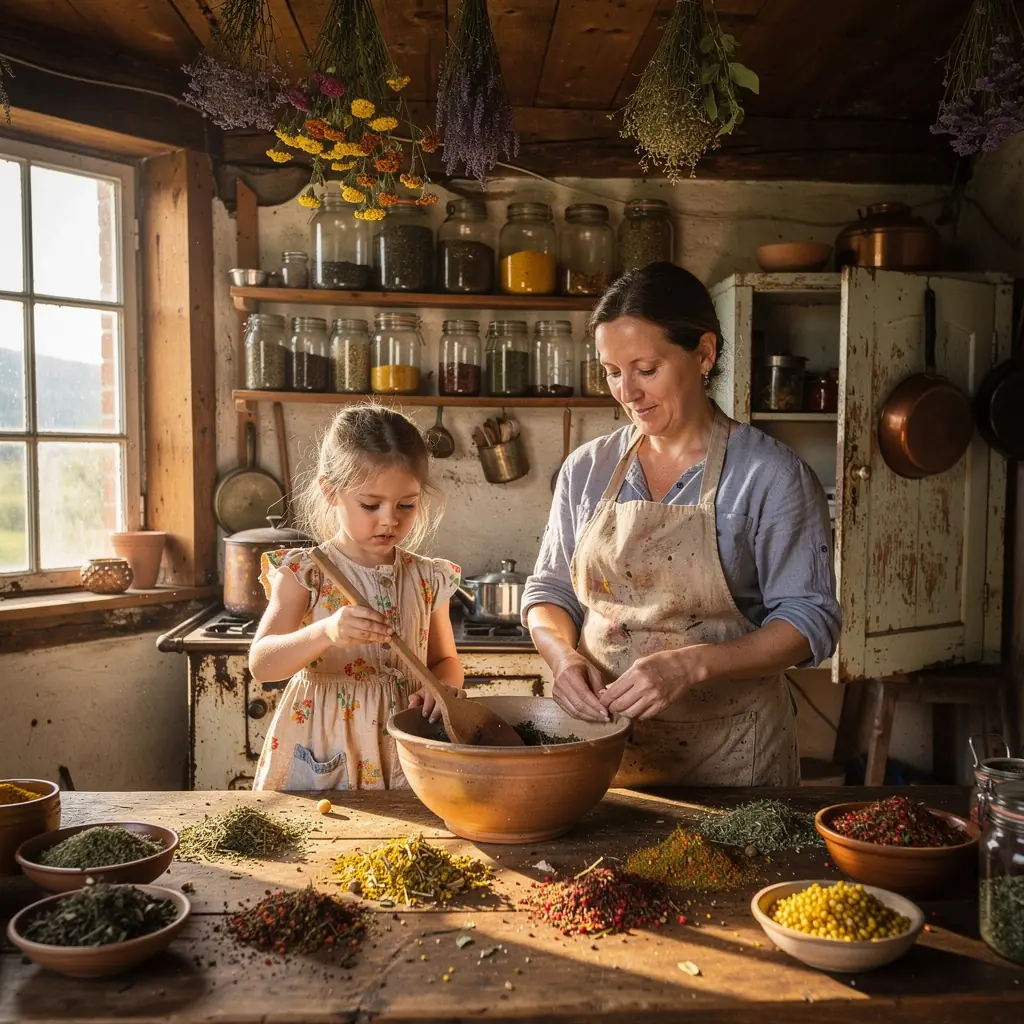 Ručna priprema čaja od šipka s dodatkom cimeta u ambijentu prirode.