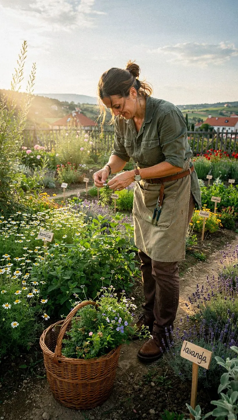 Sastavljanje čajnog seta s prirodnim sastojcima i ručno rađenim čajnicima.